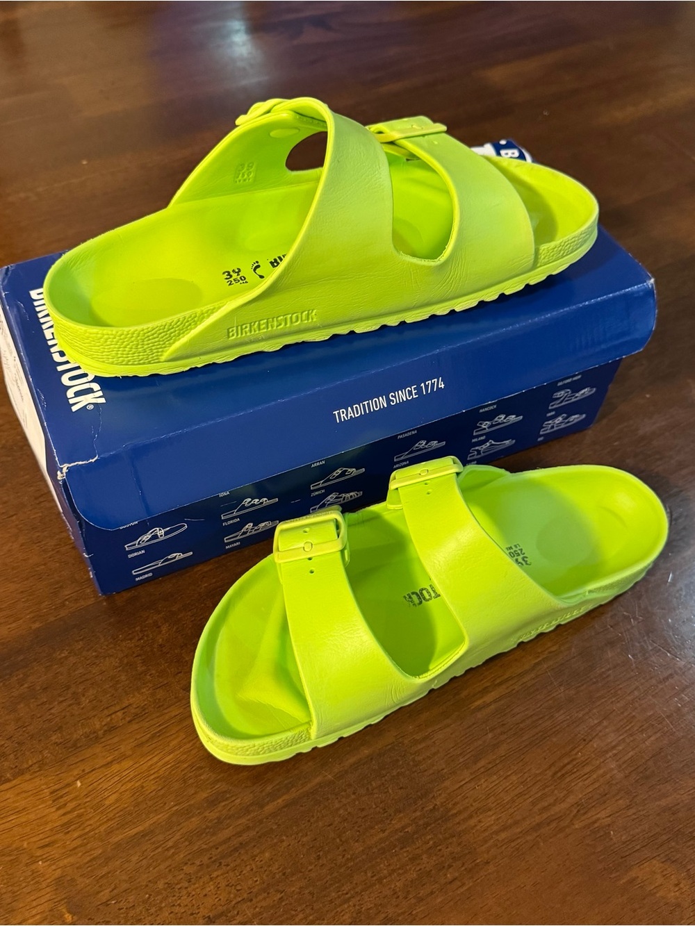 Birkenstock Lime Green Double-Buckle EVA Sandals - Picture 2 of 13